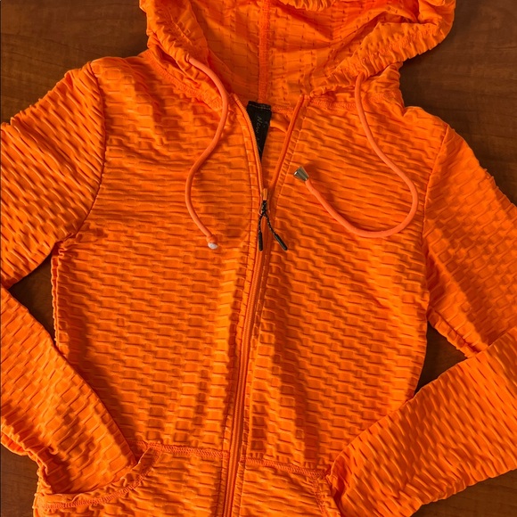 Bright Orange Set Textured Hoodie Jacket Leggings 🧡 - Picture 5 of 12